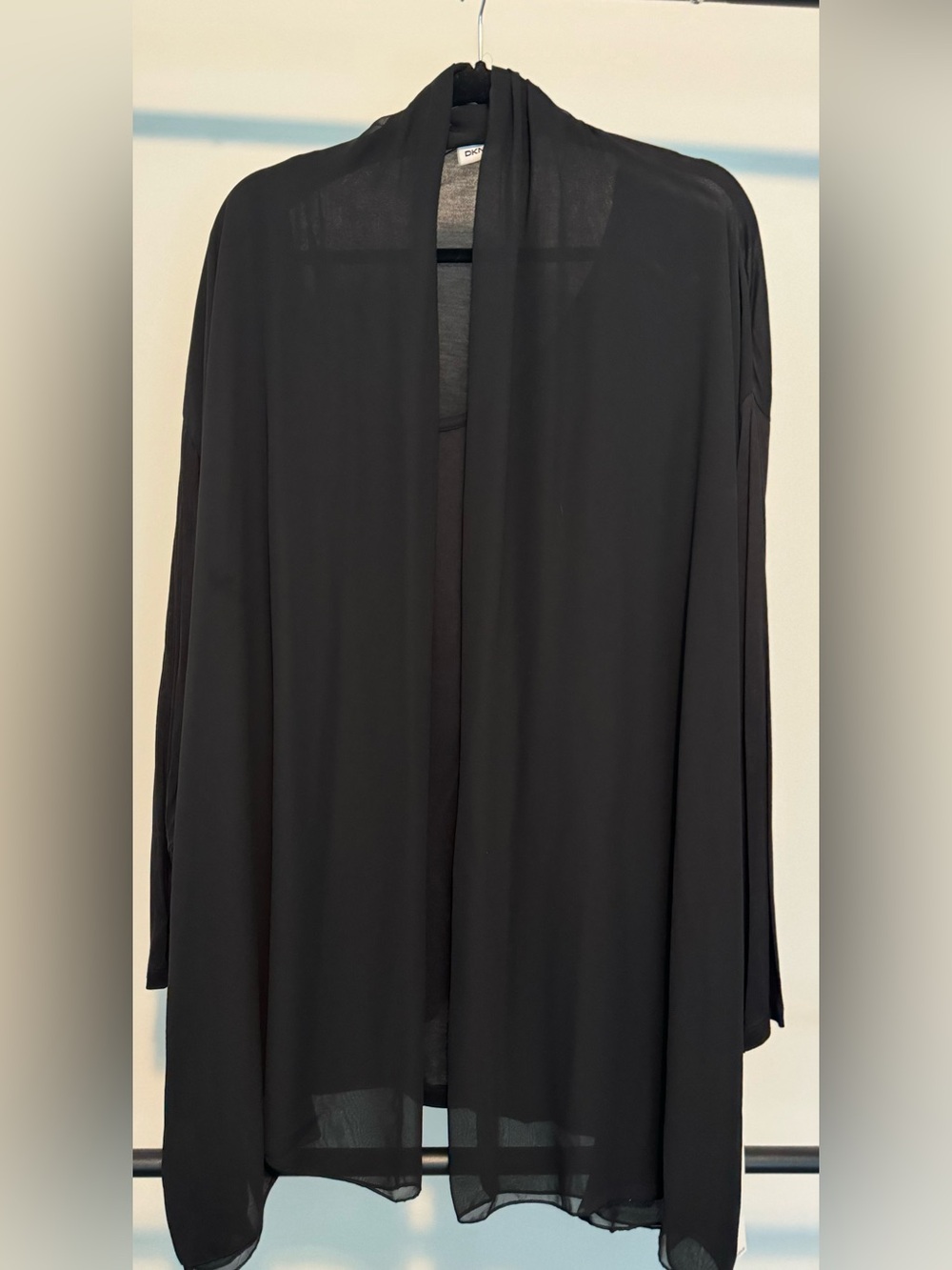 DKNYC Black Open-Front Lightweight Cardigan